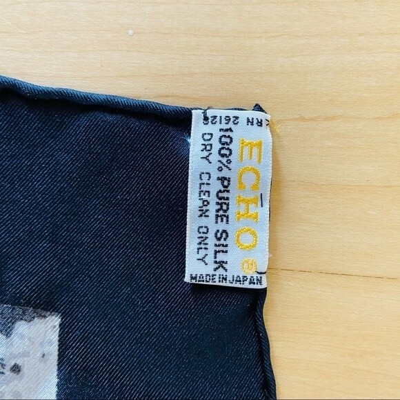 Echo Vintage Abstract Print Silk Square Scarf - Picture 6 of 6